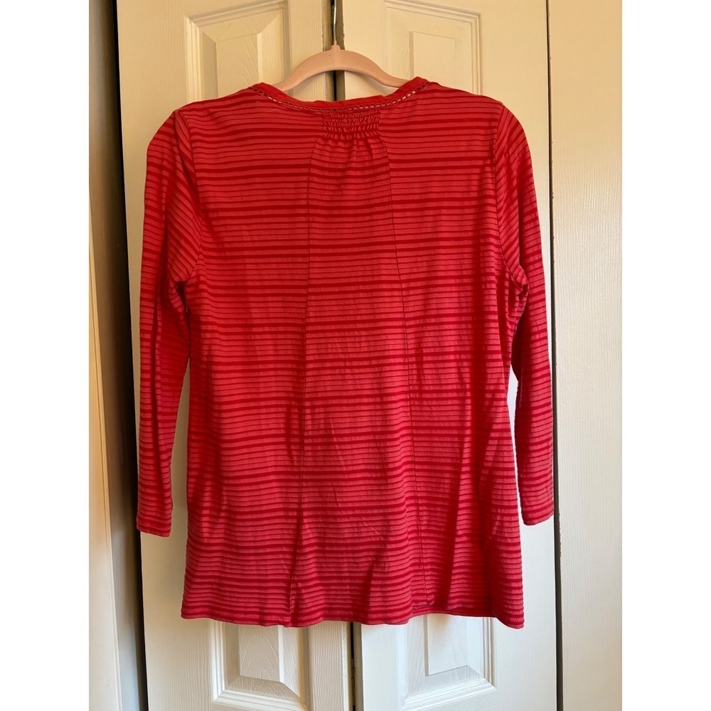 Lucky Brand Red Crochet Yoke Striped Knit Top – Women's Size Medium - Picture 6 of 6